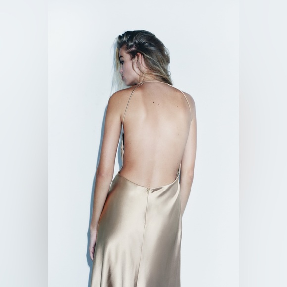 ZARA SATIN EFFECT SLIP DRESS - Picture 6 of 8